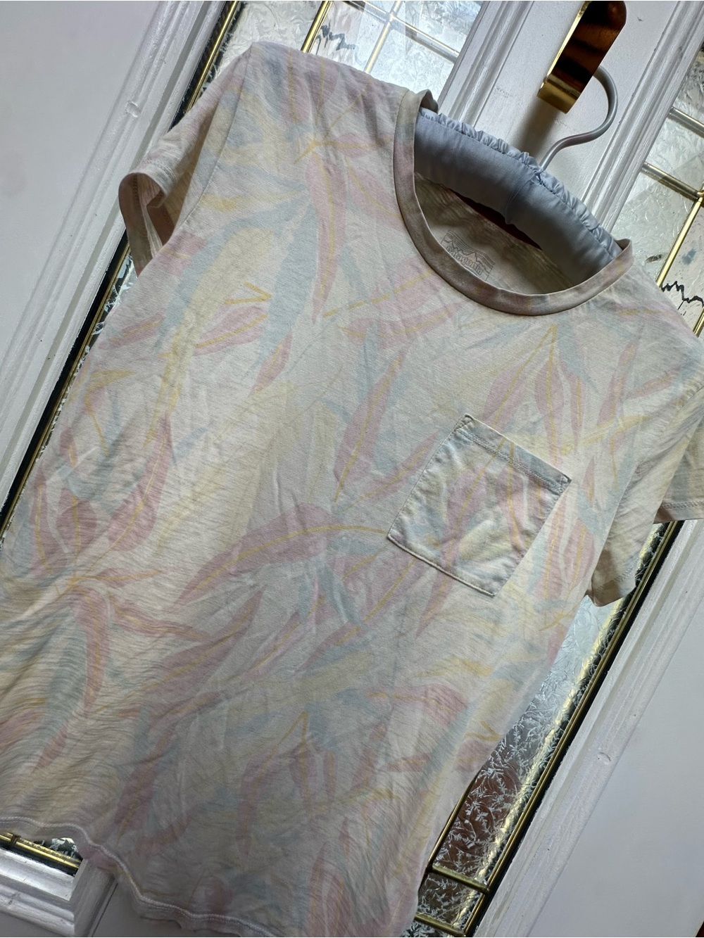 Patagonia Pastel Leaf Pocket Tee - Pink Blue Yellow